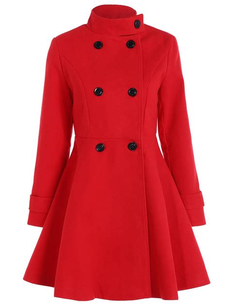 17 Off 2021 Double Breasted Skirted Coat In Red Dresslily