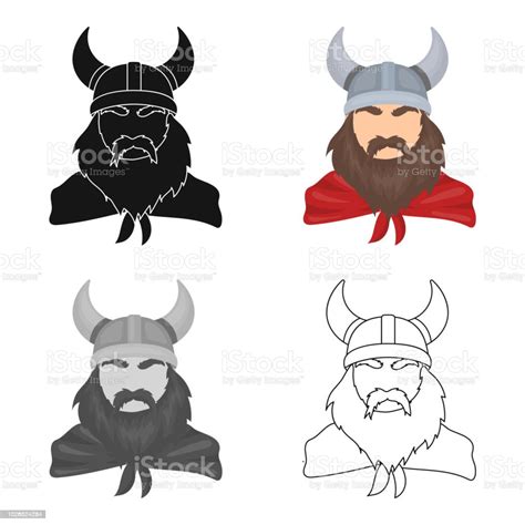 Ilustración De Icono De Viking En Estilo De Dibujos Animados Aislado