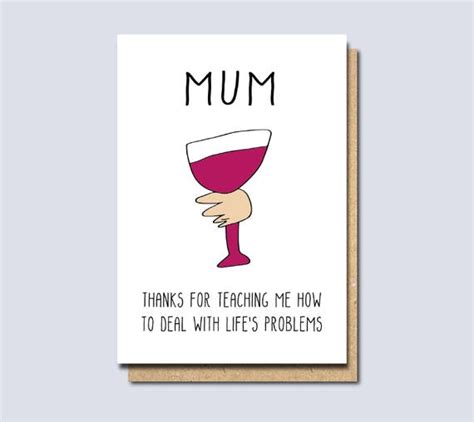 Mother S Day Card Wine Mother S Day Funny Mothers Etsy