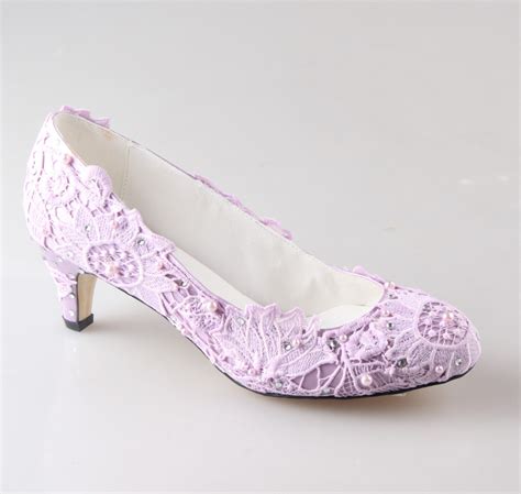 Handmade Light Purple Lavender Lace Woman Wedding Party Prom Shoes