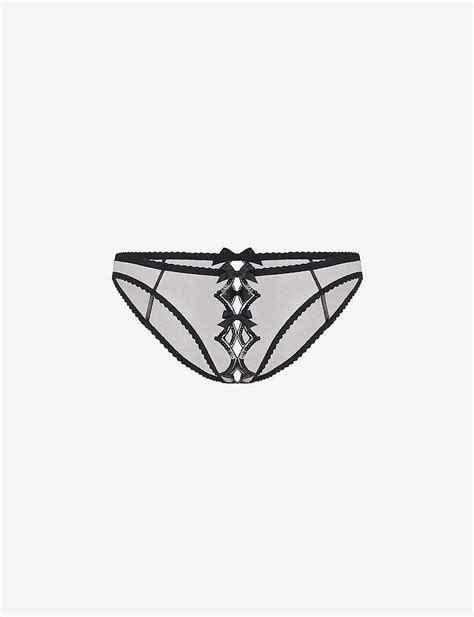 Agent Provocateur Lorna Party Ouvert Sequinned Mid Rise Mesh Briefs In