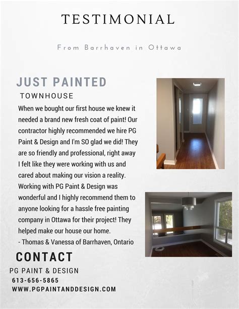 Testimonial For House Painter In Ottawa Pg Paint And Design Youll Find