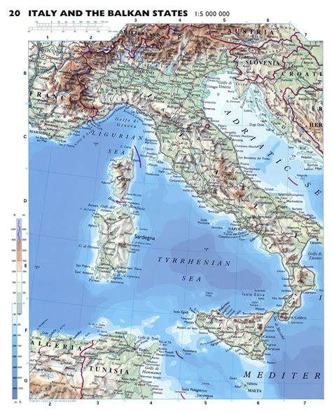 Large Detailed Physical Map Of Italy With Roads And Major Cities