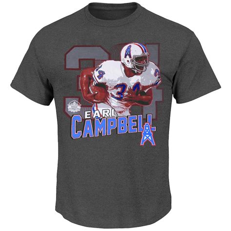 Mens Houston Oilers Earl Campbell Majestic Heather Gray Hall Of Fame