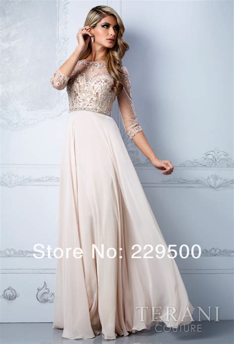2013 New Arrival Beige Long Chiffon Beading Crystal Prom Dresses Party
