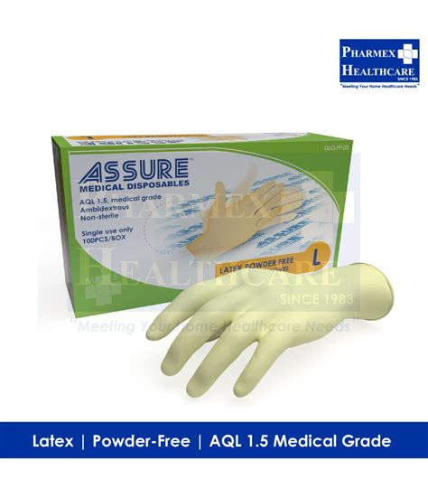 Assure Latex Powder Free Gloves 100 Pcsbox Pharmex Healthcare Size