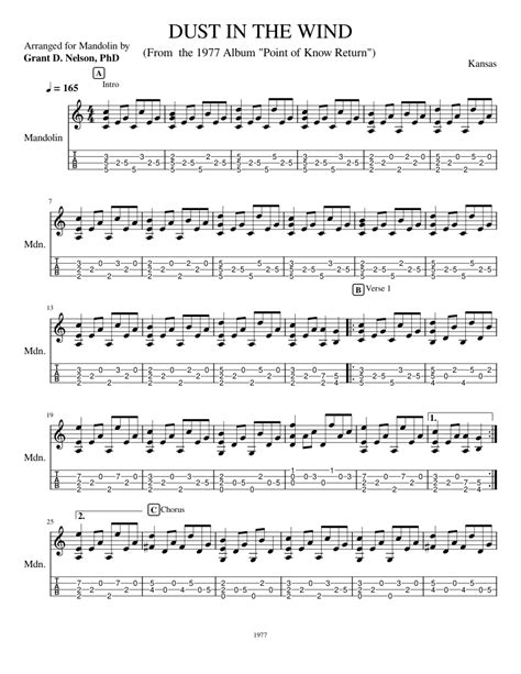 Dust In The Wind Mandolin Sheet Music For Guitar Download Free In Pdf