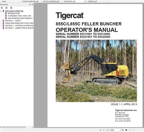 Tigercat Feller Buncher 855C L855C 85510101 85512000 Operator