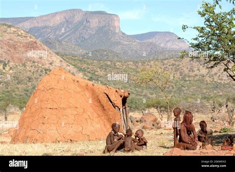 Namibia The Himba Village Or Kraal Is Composed Of Few Wooden And