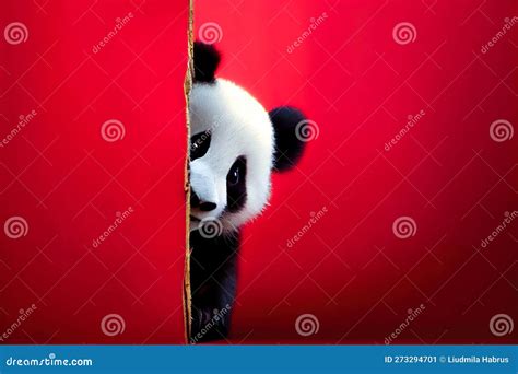 Panda Peeking Around The Corner Generative Ai Generative Ai Stock