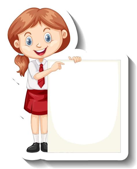 A Sticker Template With A Student Girl Holding Empty Board 3509384
