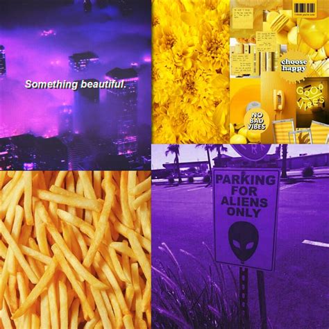 Purple Aesthetic Yellow Collage Kit Digital Collage Girly Etsy