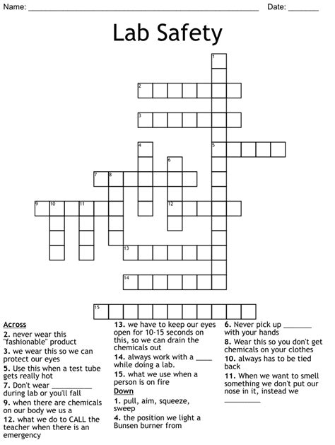 Lab Safety Word Search