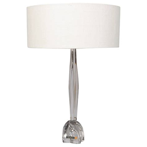 Tall Midcentury Daum Clear Glass Table Lamp With Shade At 1stdibs