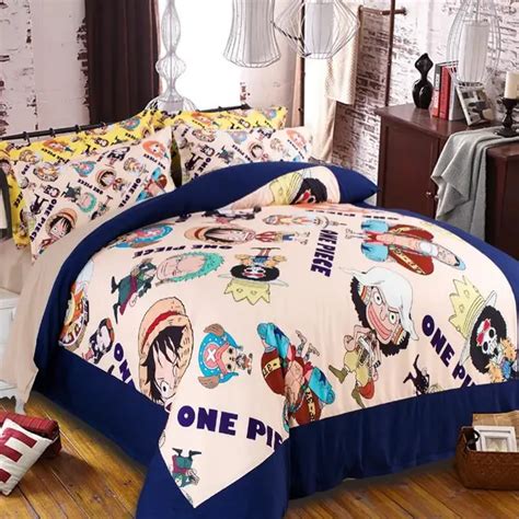 Japanese Cartoon One Piece Anime Bedding Sets Twin Queen King Size Flat