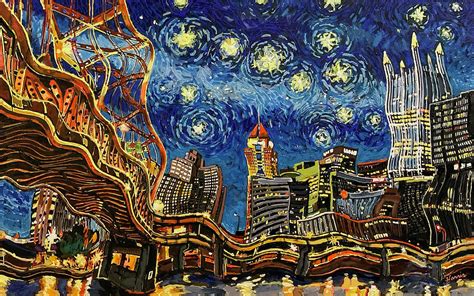 Pittsburgh Starry Night 2 Painting By Frank Harris Pixels