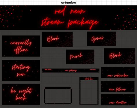 Neon Twitch Overlay Package Animated Twitch Overlay Red And Etsy In