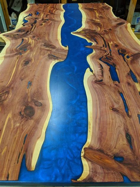 Live Edge River Table Resin Cedar Epoxy Bar Dining Table Etsy