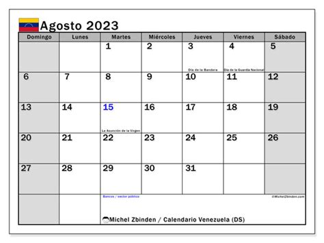 Calendario Agosto De 2023 Para Imprimir “484ds” Michel Zbinden Ve
