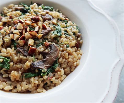 Brown Rice Pilaf With Mushrooms Kale And Almonds Yay