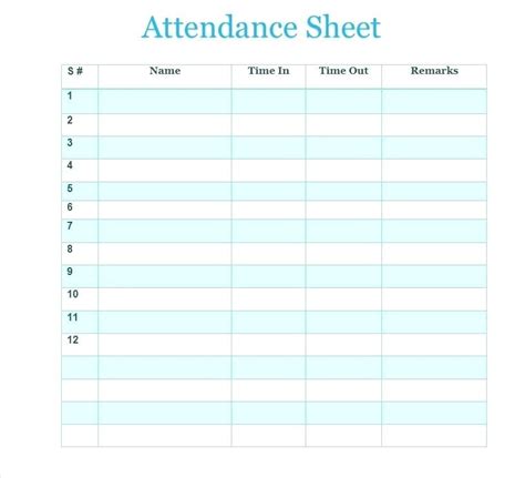 Printable Attendance Sheet For Teachers Attendance Sheet Attendance