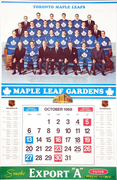Vintage Toronto Maple Leafs And Montreal Canadiens Nhl Calendars