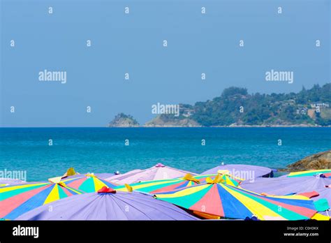 Beach Umbrella In Phuket Island Thailand Stock Photo Alamy