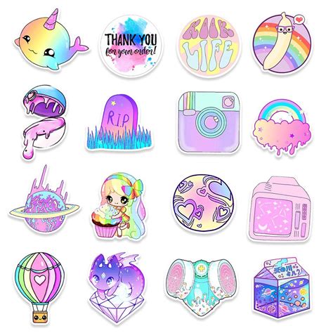 Kawaii Sticker Pack Pc Aesthetic Stickers Hydroflask Etsy