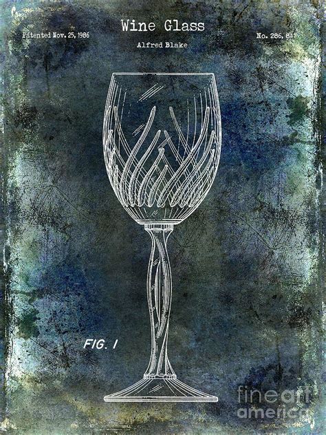 Wine Glass Patent Drawing Antique Blue Photograph By Jon Neidert Fine Art America