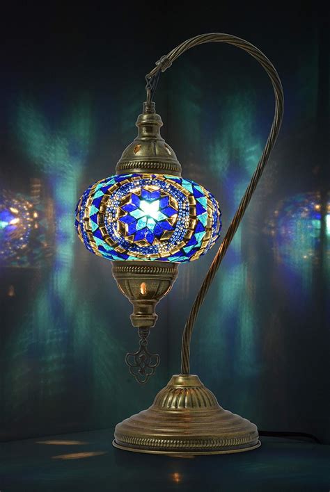 MOZAIST Turkish Lamp Swan Neck Mosaic Table Lamp Moroccan Decorative