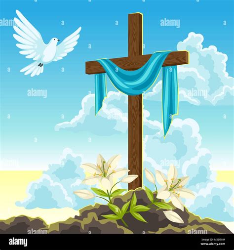 Lilies And Cross Stock Vector Images Alamy