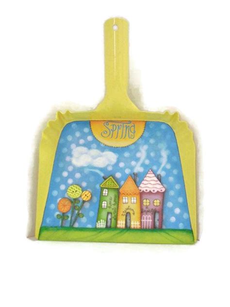 Metal Dustpan Tole Painted With Funky Houses And Polka Dots Etsy