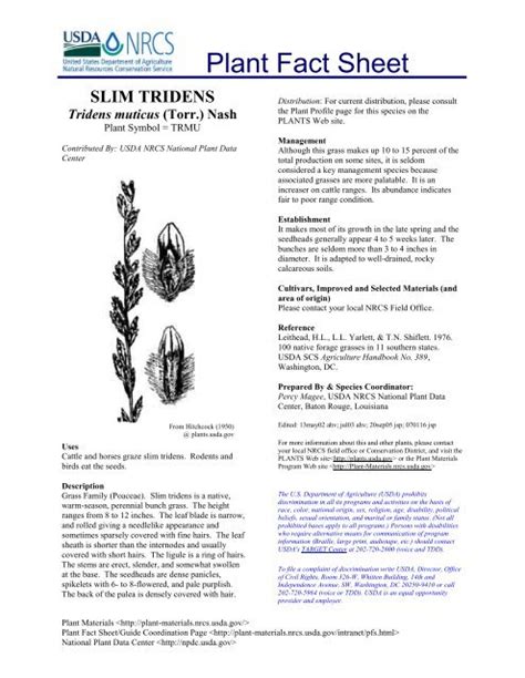 Fact Sheet Usda Plants Database Us Department Of Agriculture
