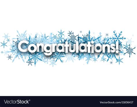 Congratulations Banner With Blue Snowflakes Vector Image