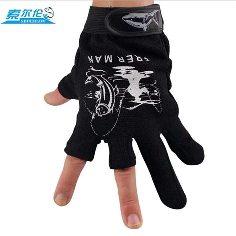 Suoerlun 1 Pair Fishing Gloves Breathable Anti Slip 3 Fingerless