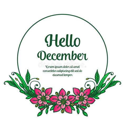 Handwritten Hello December With Beauty Of Pink Wreath Frame Vector