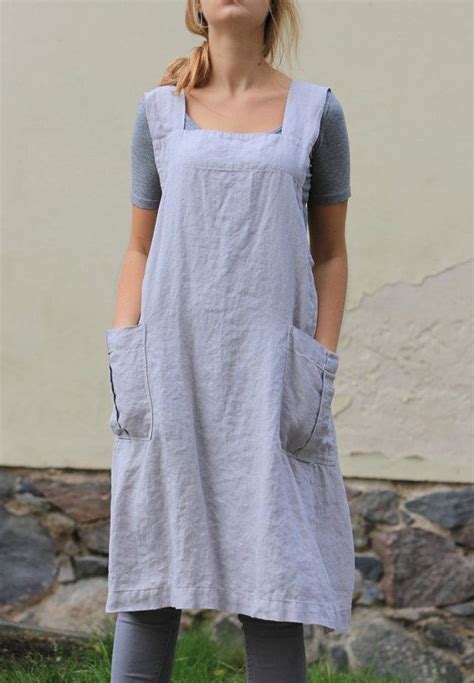 Cross Back Linen Apron Charlotte Linen Tunic Etsy Linen Apron