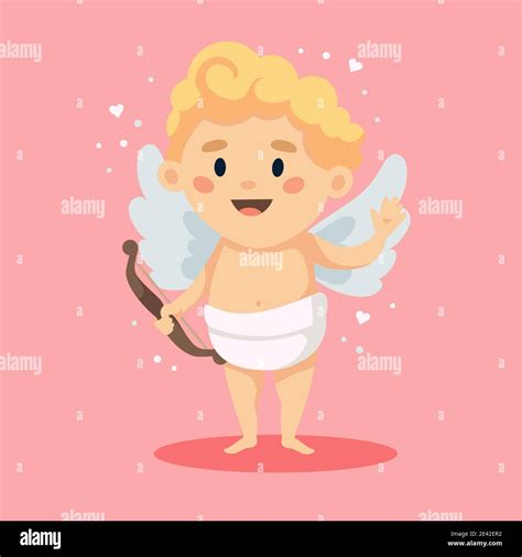 cute cupid character happy valentine s day vector illustration in cartoon style stock vector