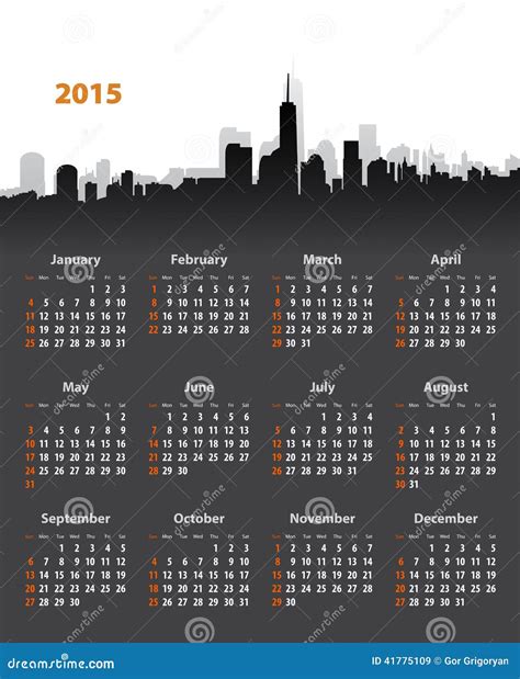 2015 Year Stylish Calendar On Cityscape Background Stock Vector