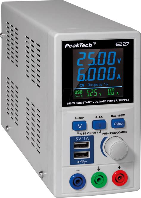 Peaktech 6227 Laboratory Power Supply 0 60 V 0 6 A 2x Usb At