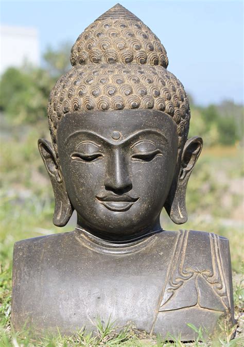 Sold Stone Lord Buddha Bust Statue 21 102ls367 Hindu Gods And Buddha