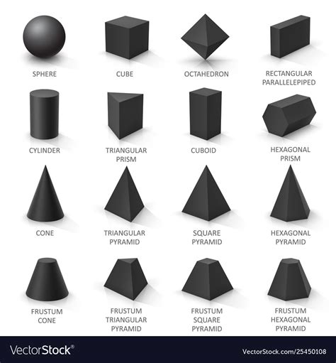 Set Basic D Shapes Black Geometric Solids Vector Image My Xxx Hot Girl