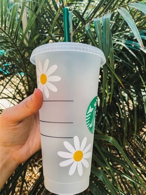 Daisy Flower Starbucks Cold Cup Small Daisy Vinyl Coffee Cup Etsy