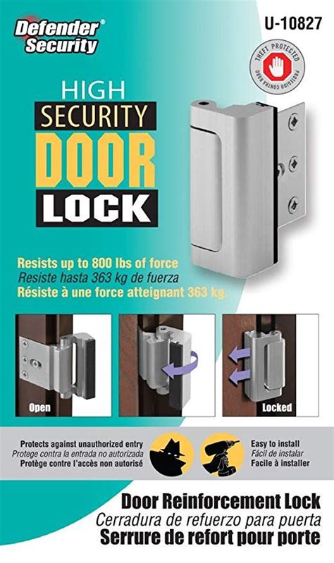 Defender Security U 10827 Door Reinforcement Lock Add Extra High