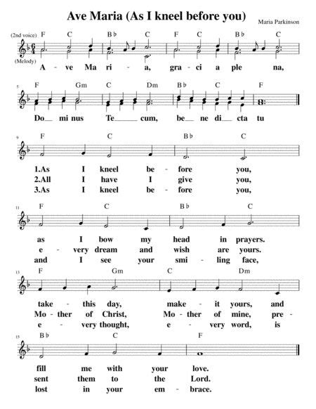 Ave Maria As I Kneel Before You Digital Sheet Music By Maria