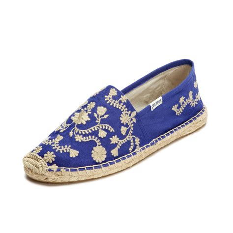 Traditional Embroidery Navy White Espadrilles For Women From Soludos
