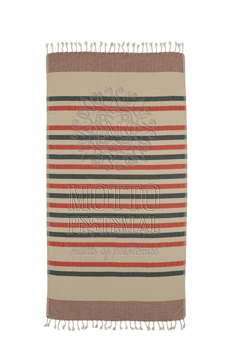 Turkish Beach Towel Jacquard Stripe Mot Motto Peshtemal