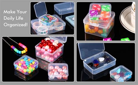 24 Packs Small Clear Plastic Beads Storage Containers Box With Hinged