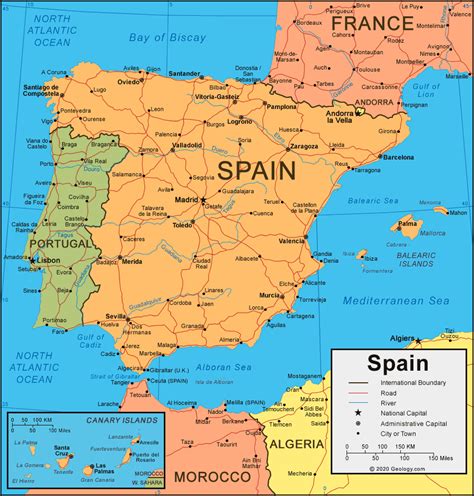 Spain Map And Satellite Image