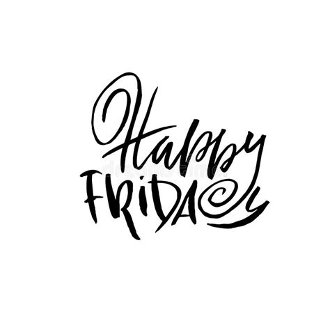 Happy Friday Dry Brush Lettering Modern Calligraphy Ink Vector